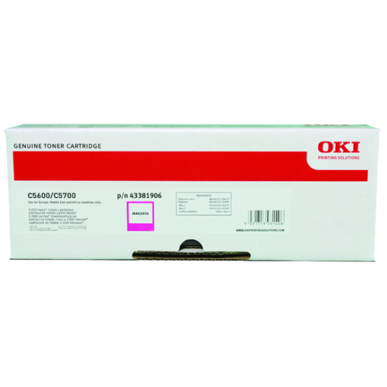 Oki C5600/C5700 Magenta Original Toner Cartridge (43381906) 
